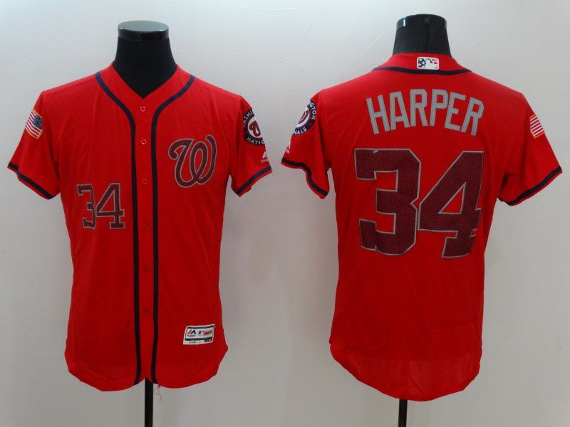 Men Washington Nationals 34 Harper Red Elite 2022 MLB Jersey